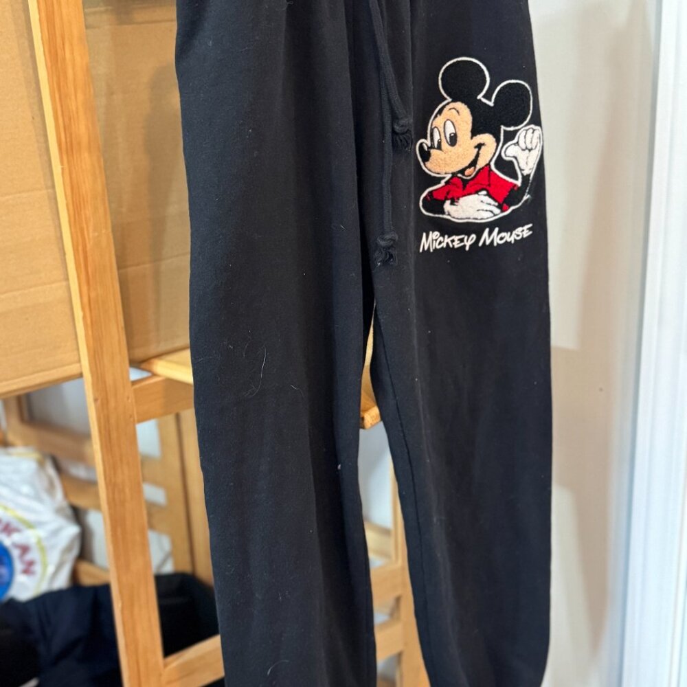 Disney Mickey Mouse Black Fleece Jogger Sweatpants Size M